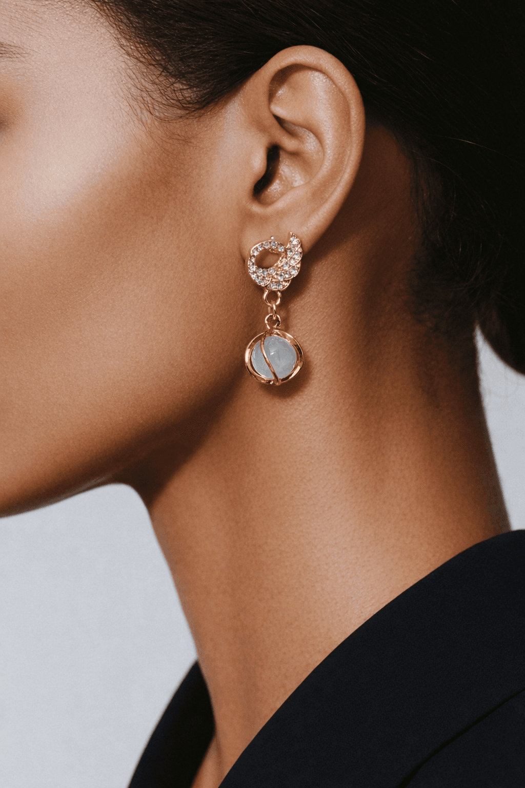 Crystal swan drop earrings