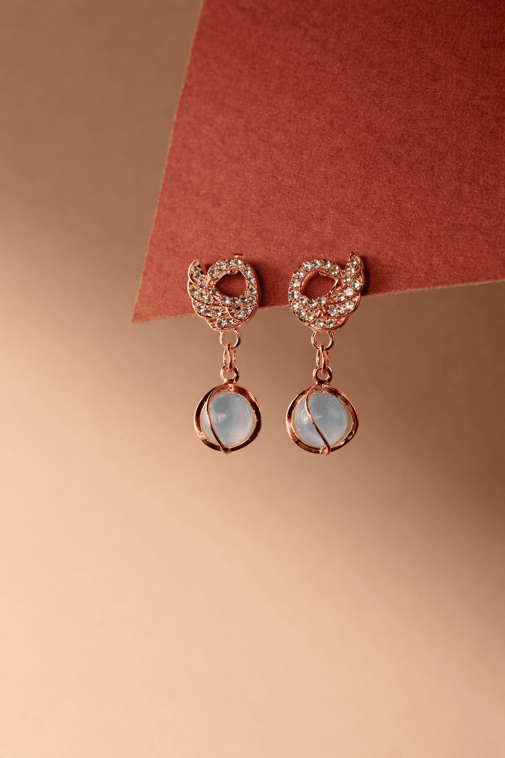 Crystal swan drop earrings