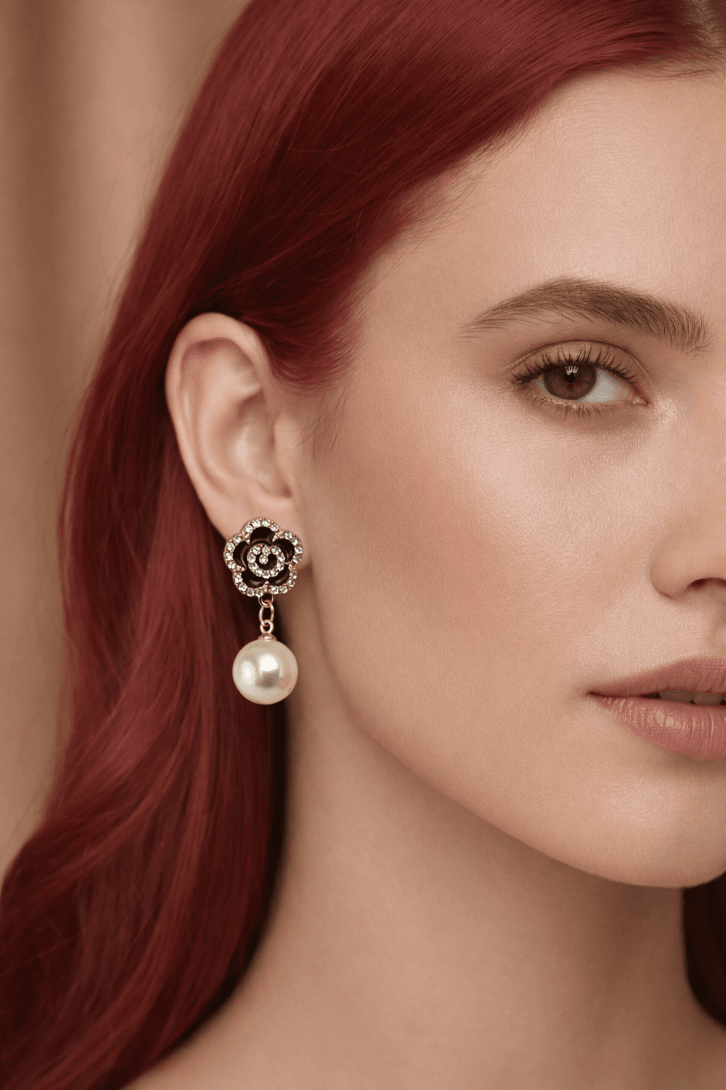 Black Rose With pearl Earrings