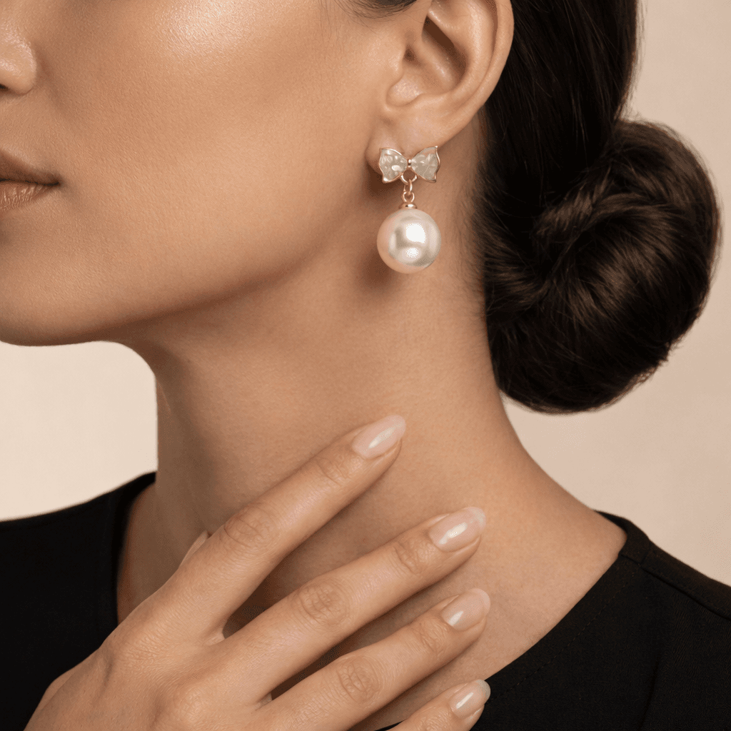 Bow Pearl Drop Earrings