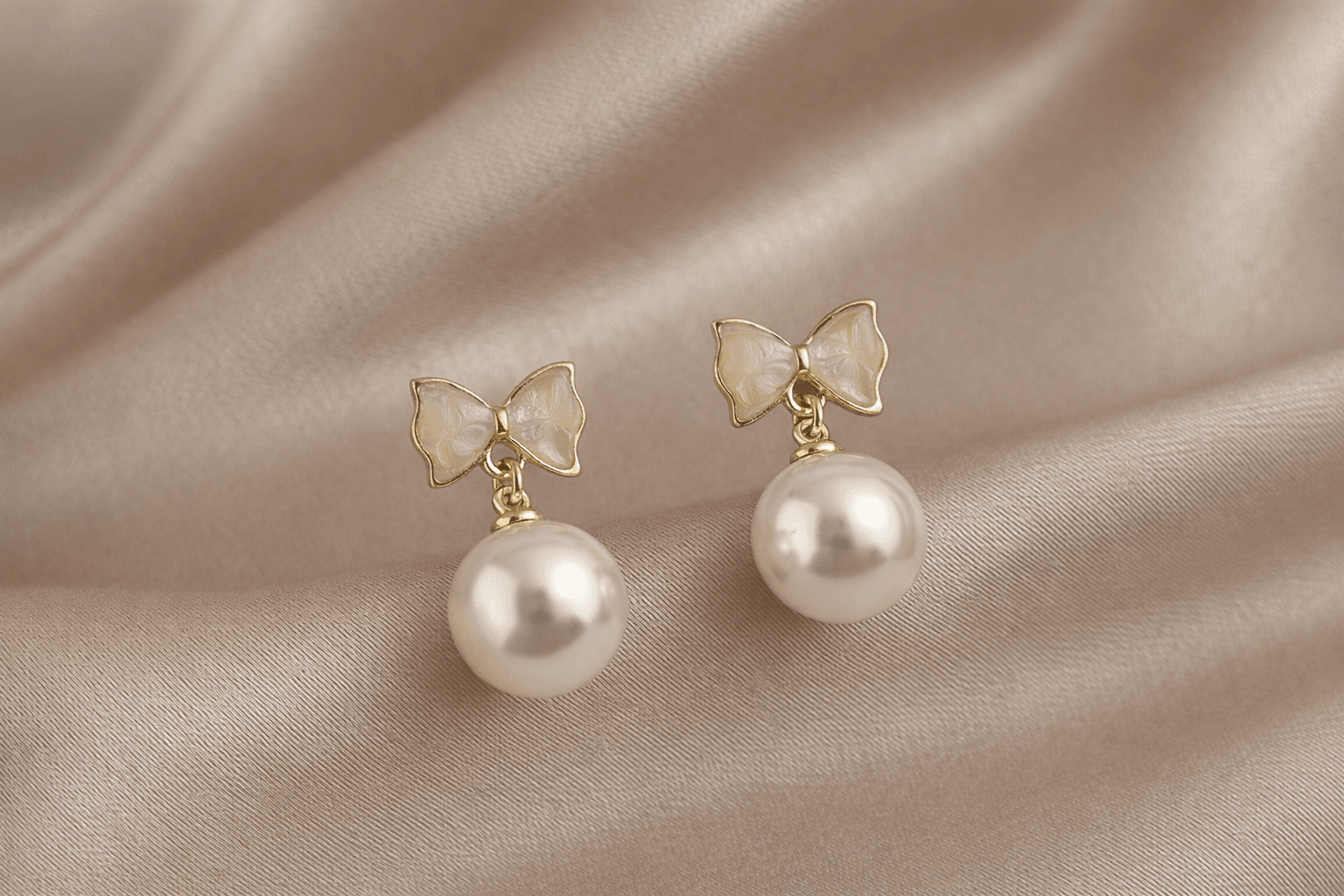 Bow Pearl Drop Earrings