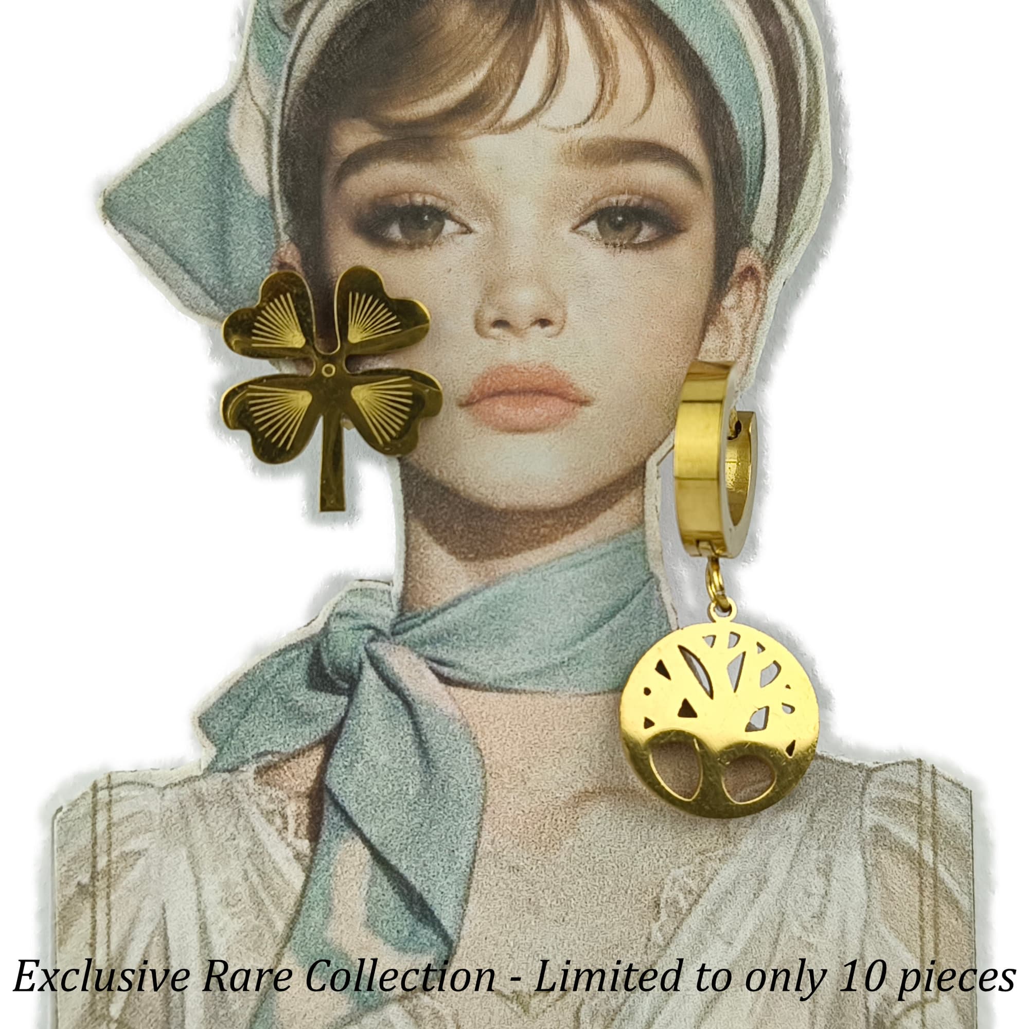 Anti-Tarnish Gold Plated Mismatch Clover Asymmetry Earrings