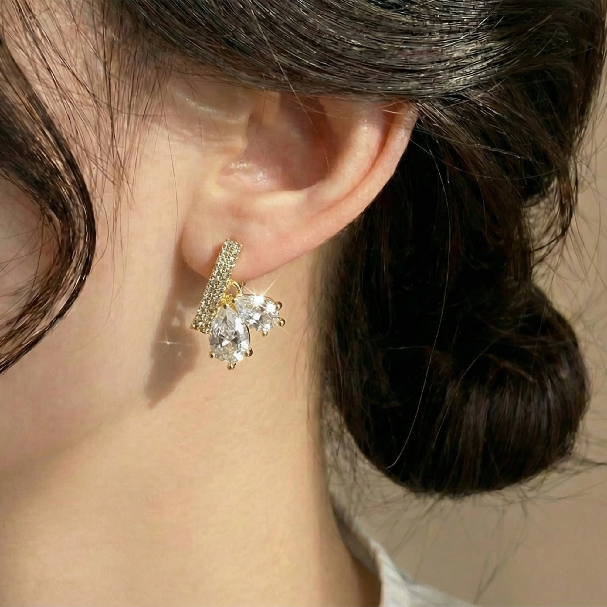 Gold Plated Diamond Earrings