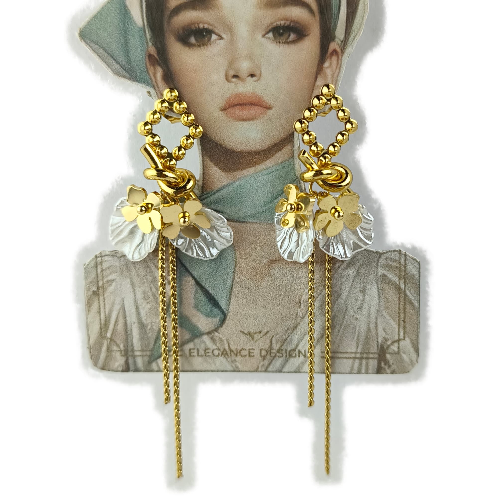 Gold Plated Waterproof Long Dangle Earrings