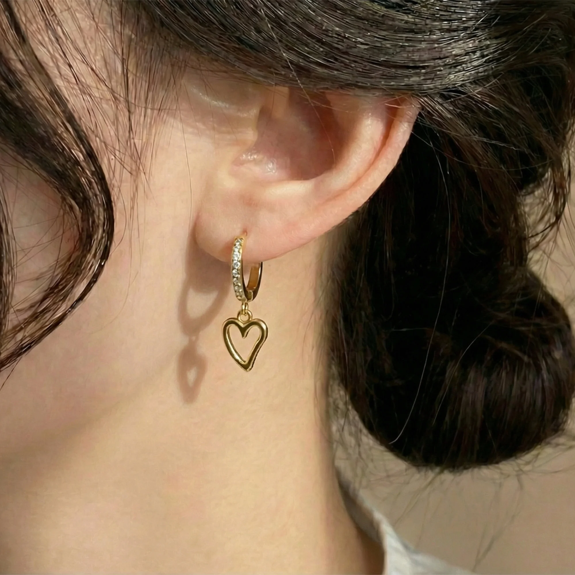 Gold Plated Hoop Earrings Combo Set for Women | Heart Drop, Pineapple Charm & Crystal Hoops