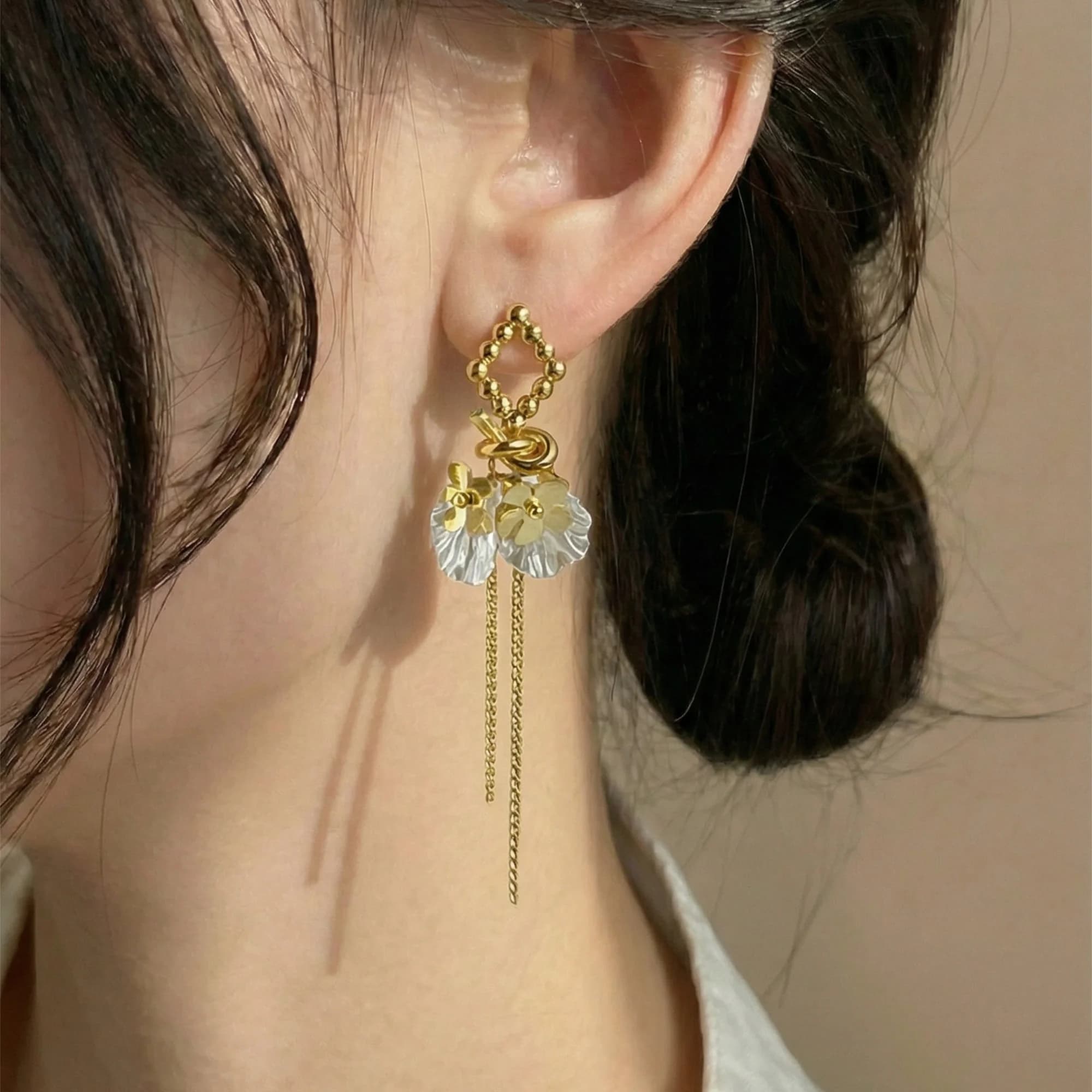 Gold Plated Waterproof Long Dangle Earrings c