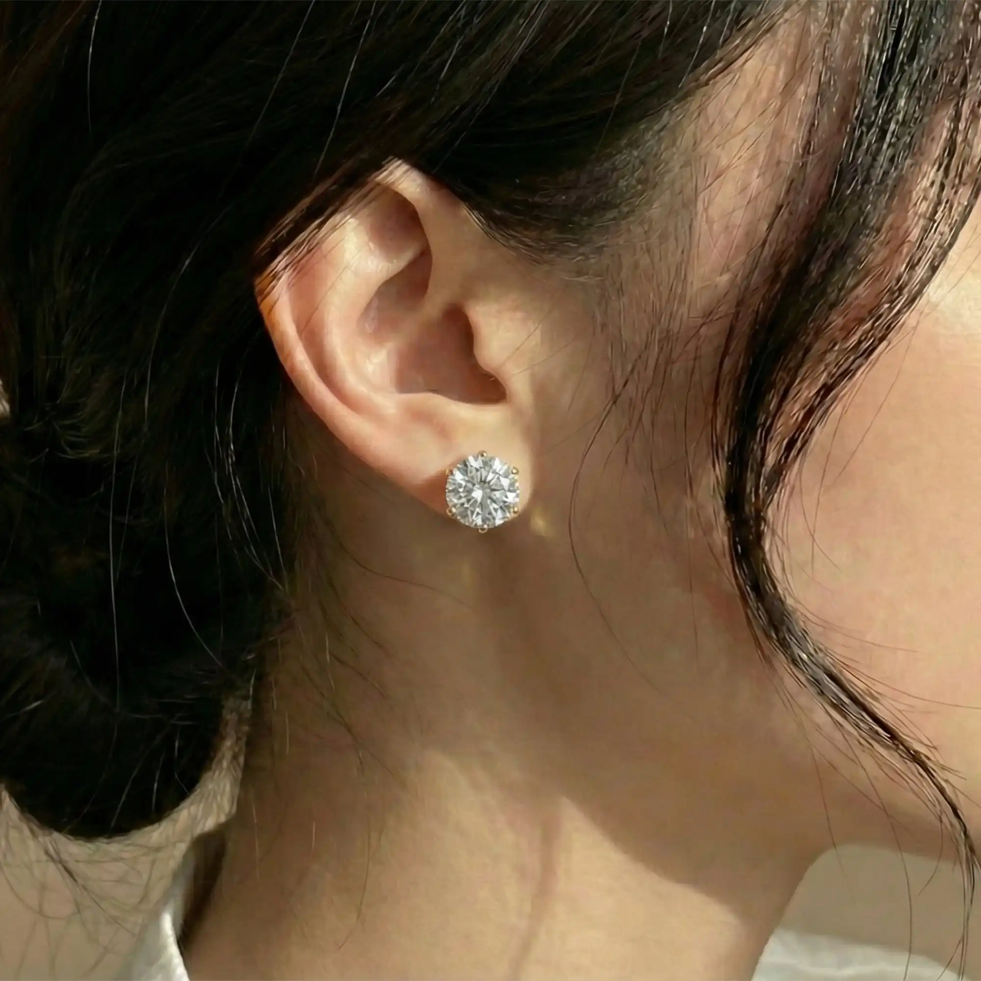 Gold Plated Sun & Heart Stud Earrings Set with Green Stone third earring