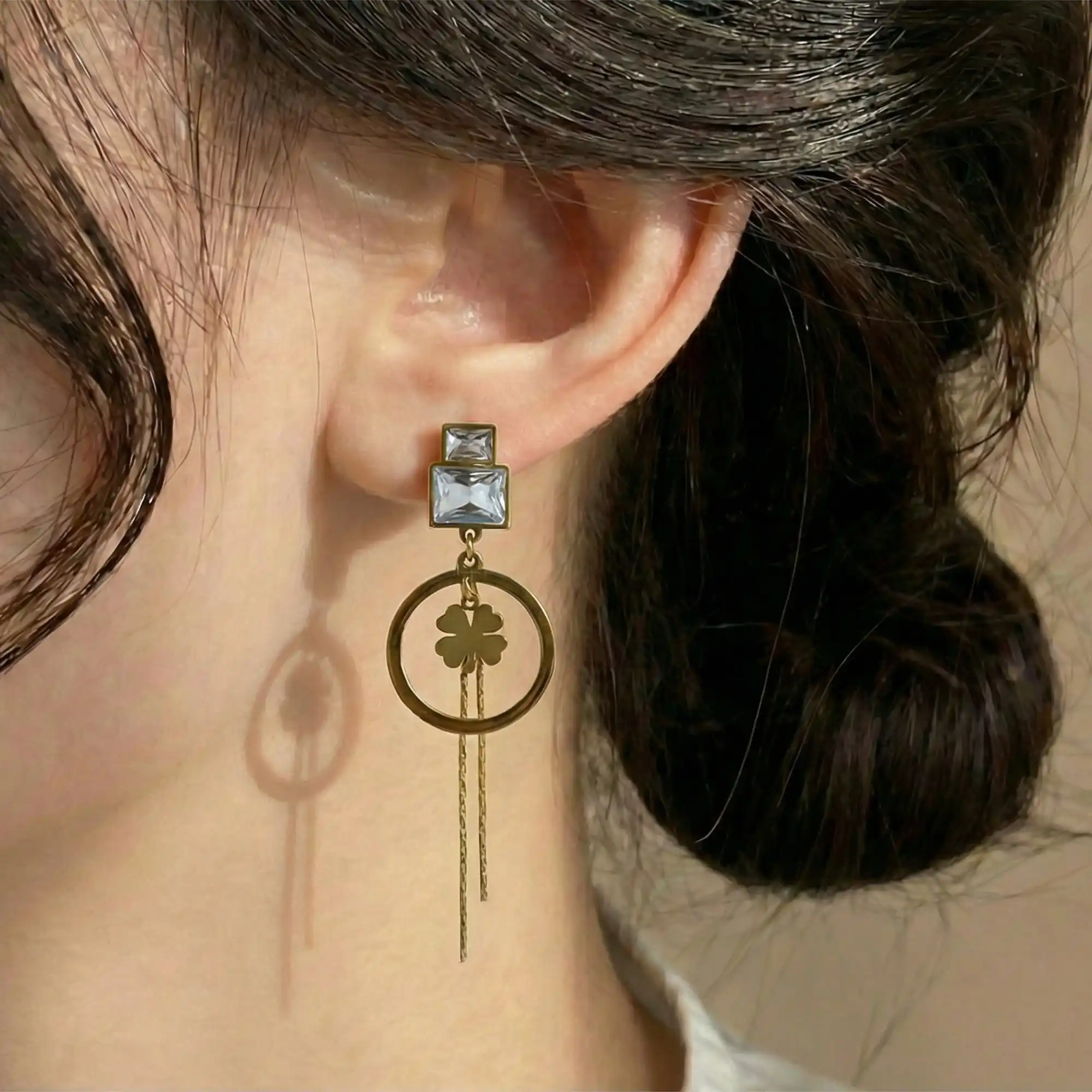 Gold Plated Waterproof Hoop dangle Earring model